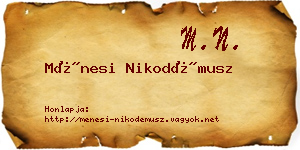 Ménesi Nikodémusz névjegykártya
